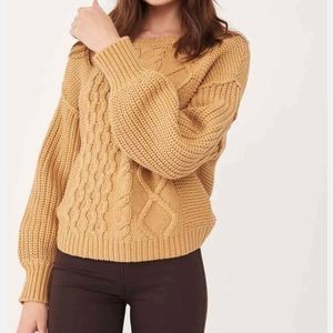 Free People dream cable crewneck sweater caramel color